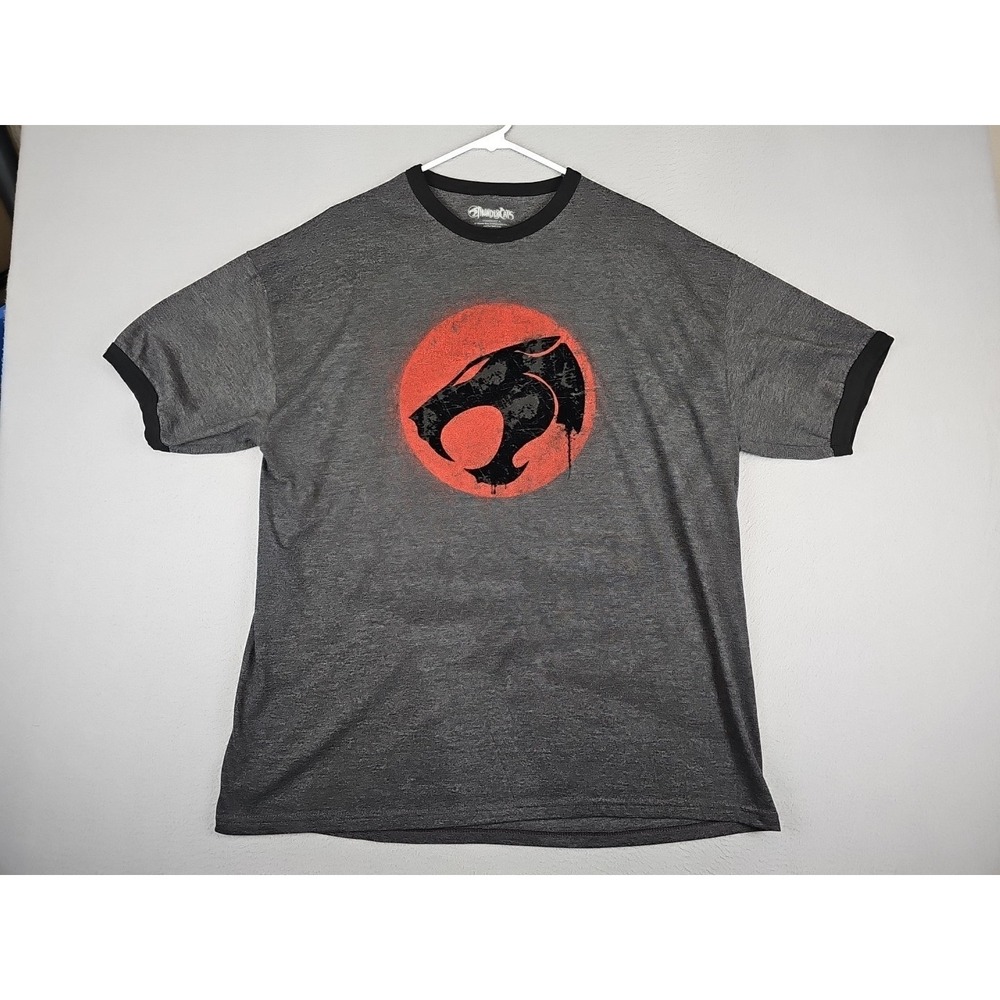 Vintage Warner Bros. Thundercats T Shirt Men's XXL Gray Velvet Logo Bleed